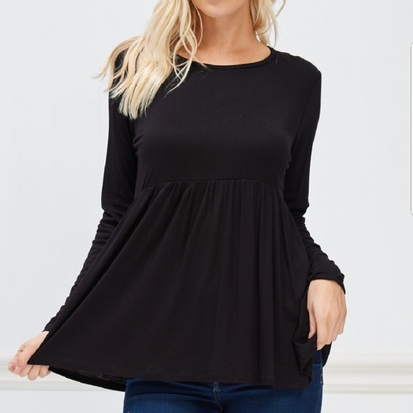 Black empire waist long sleeve top - Picture 3 of 7